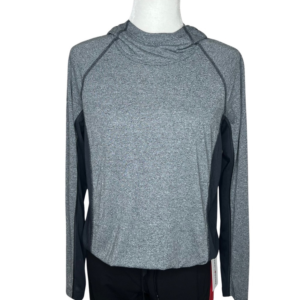 Under Armour Threadborne Featherweight Heat Gear Tie Hoodie Gray Black Medium M
